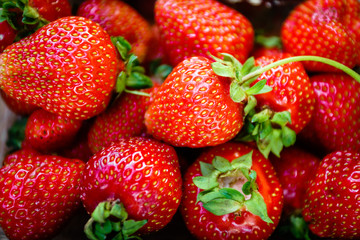 fresh strawberries for sale at a market