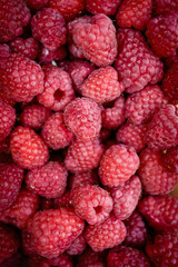 Fresh, sweet raspberries background