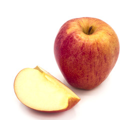 fresh organic green apple slice isolated on a white background,buy from supermarket, good for healty, diet.
