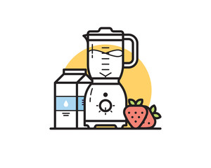 Blender, milk and strawberry vector illustration