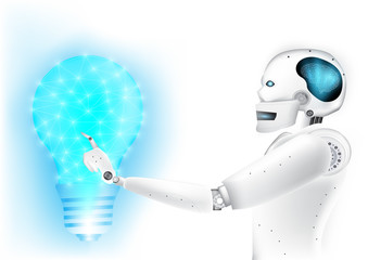 Abstract digital and technology background. Artificial Intelligence robotic with machine learning process.