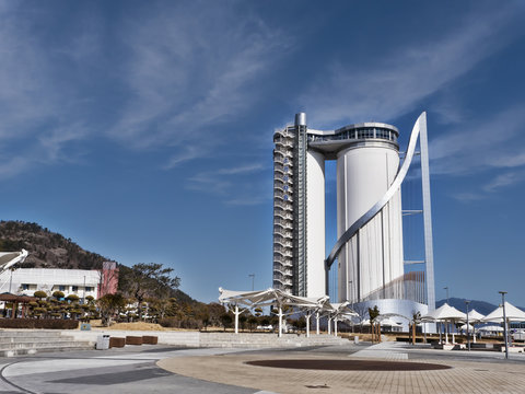 Expo tower in Yeosu city. South Korea. January 2018