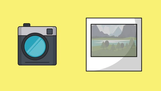 Instant camera taking a photo High definition colorful animation scenes