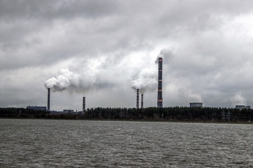 pipe plant in the gloomy sky