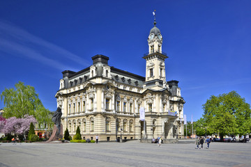 Town hall. Historic city centre of Nowy Sacz, Poland - obrazy, fototapety, plakaty
