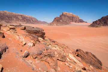 Sand-dunes in Wadi-Rum desert, Jordan, Middle East