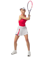 Woman tennis player isolated (without ball ver)