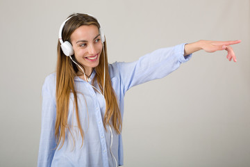 woman listen music