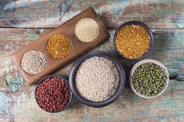 Different super foods organized as a collection on the table