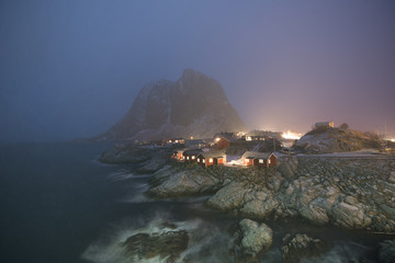 Hamnoy Village one of the most famous town in Starry Night / Landmark of Norway / Landscape photograpghy