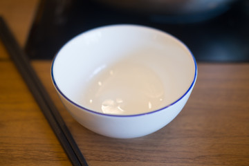 Closeup of white ceramic bowl