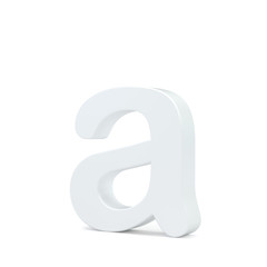 White small letter A isolated on white background. 3d rendering.