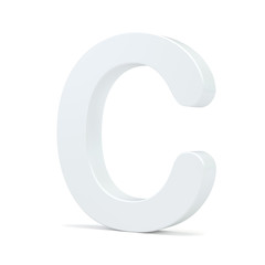 White letter C isolated on white background. 3d rendering.