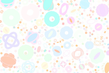 Abstract colored oval & mixed shape pattern. Bubbles, repeat, geometric & graphic.