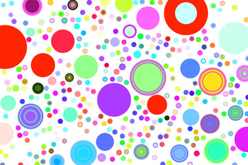 Abstract colored circles, bubbles, sphere or ellipses shape pattern. Canvas, graphic, white & round.