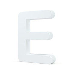 White letter E isolated on white background. 3d rendering.