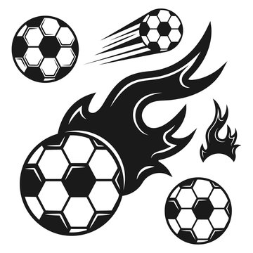 Soccer ball set of vector various black objects