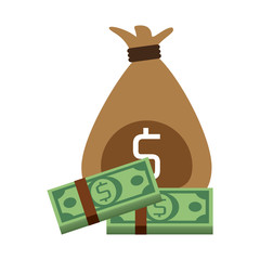 Money bag with bills vector illustration graphic design