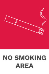 NO SMOKING AREA vertical sign. Vector.