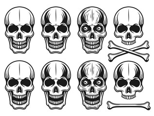 Set of different variants skulls vector elements