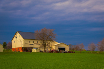 Typical Amish farm in Lancaster county in Pennsylvania USA without electricity.
