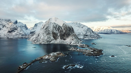 Bird Eye View of Hamnoy Village, Lofoten Island , Norway / One of the most iconic place in Nordland