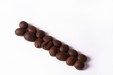 Grain of coffee, beans. White background