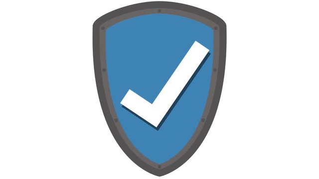shield icon protection concept with tick in and out animation easily loopable blue