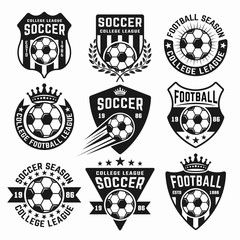 Soccer set of black vector emblems or logos © Flat_Enot