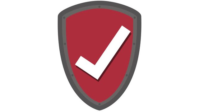 shield icon protection concept with tick in and out animation easily loopable red