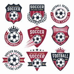 Football vector collection of nine colored emblems