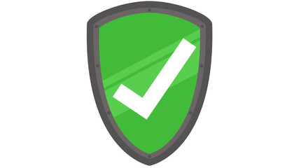 knight's shield graphic protection concept with tick green