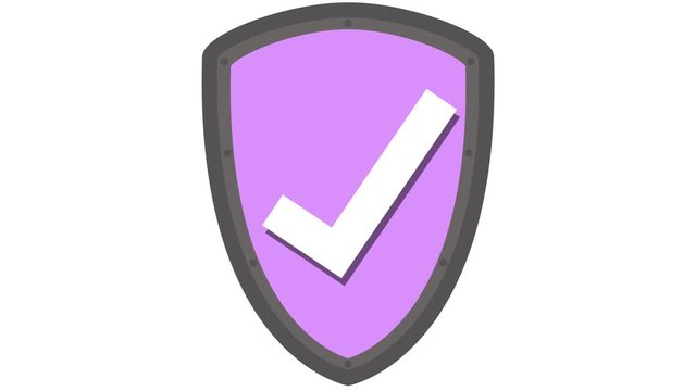 shield icon protection concept with tick in and out animation easily loopable pink