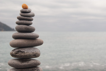 Pyramid of characteristic pebbles of  Camogli