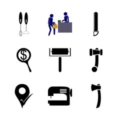 icon Instruments And Tools with saw, resturant, coverage, carpenter saw and black