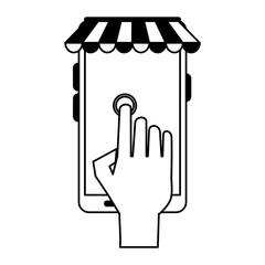 Online shop smartphone vector illustration graphic design