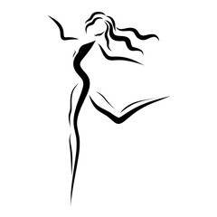 Active young woman running, several lines