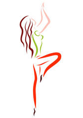 Slender girl doing exercises, gymnastics or dancing