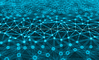 Abstract technology background,3D illustration, embossed mesh representing internet connections, cloud computing and neural network.