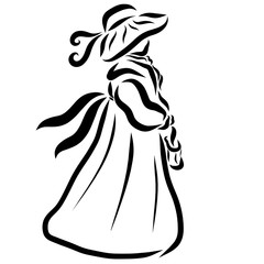 Little lady in coat and hat with handbag