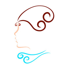 Fototapeta premium Beautiful girl with festive hairdo, several lines with curls