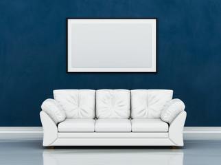 mock up poster frame in hipster interior modern living room background, 3D render