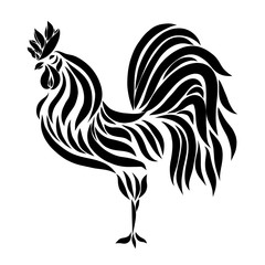 Magnificent cock, weathervane, black lines