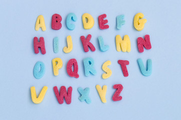 alphabet with sweet letters of sugar
