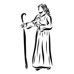 Lord Jesus with a staff and lamb in his arms