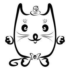 Funny cat-gentleman in a hat and with a bow tie