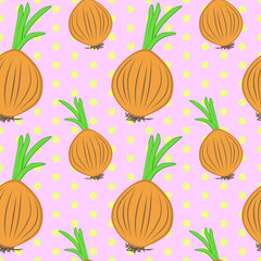 Seamless vintage pattern with brown onions