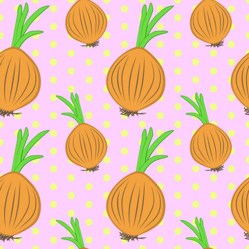 Seamless vintage pattern with brown onions