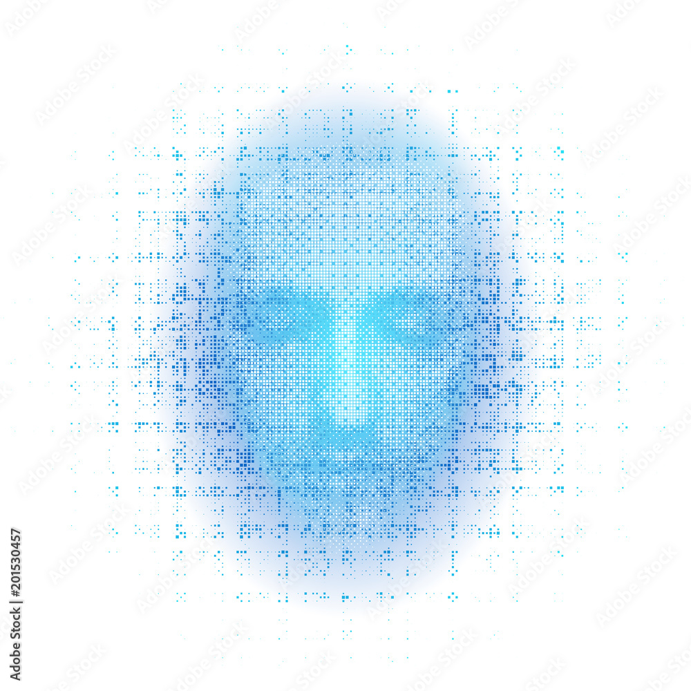 Poster 3d rendering of robot face on white background represent artificial intelligence. future science, mo