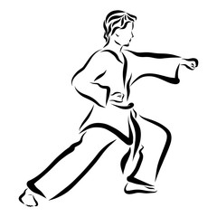Young man in kimono, karate